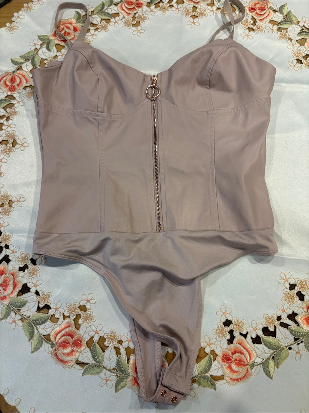 Guess Mauve Zip-Front Bodysuit